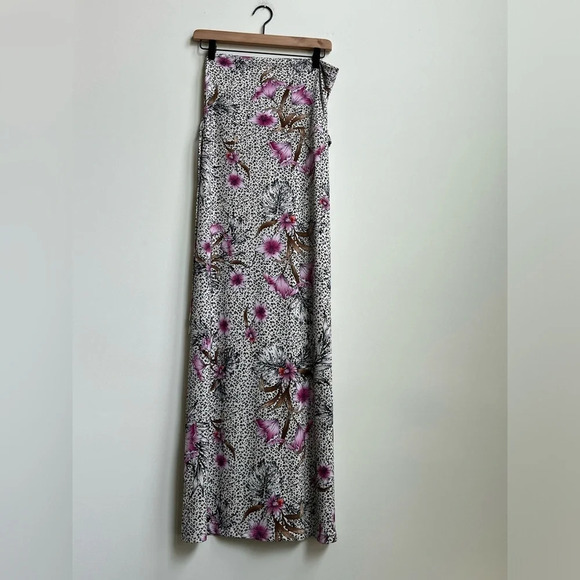 WHBM Strapless Convertible Matte Jersey Dress Maxi Skirt Sunset Floral Animal - Picture 10 of 16